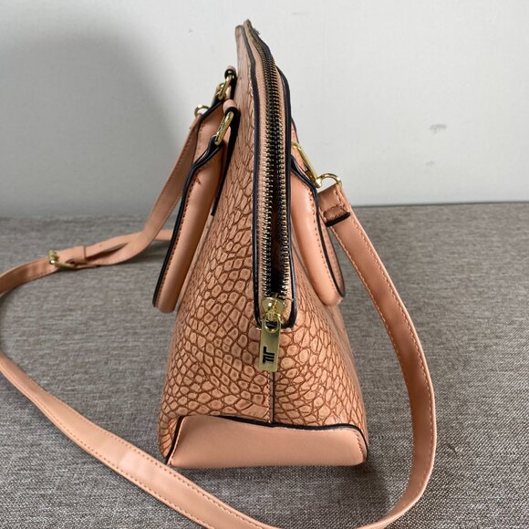 London Fog Caroline Croco Satchel Bag w/ Shoulder Strap Nude Color - Picture 5 of 12